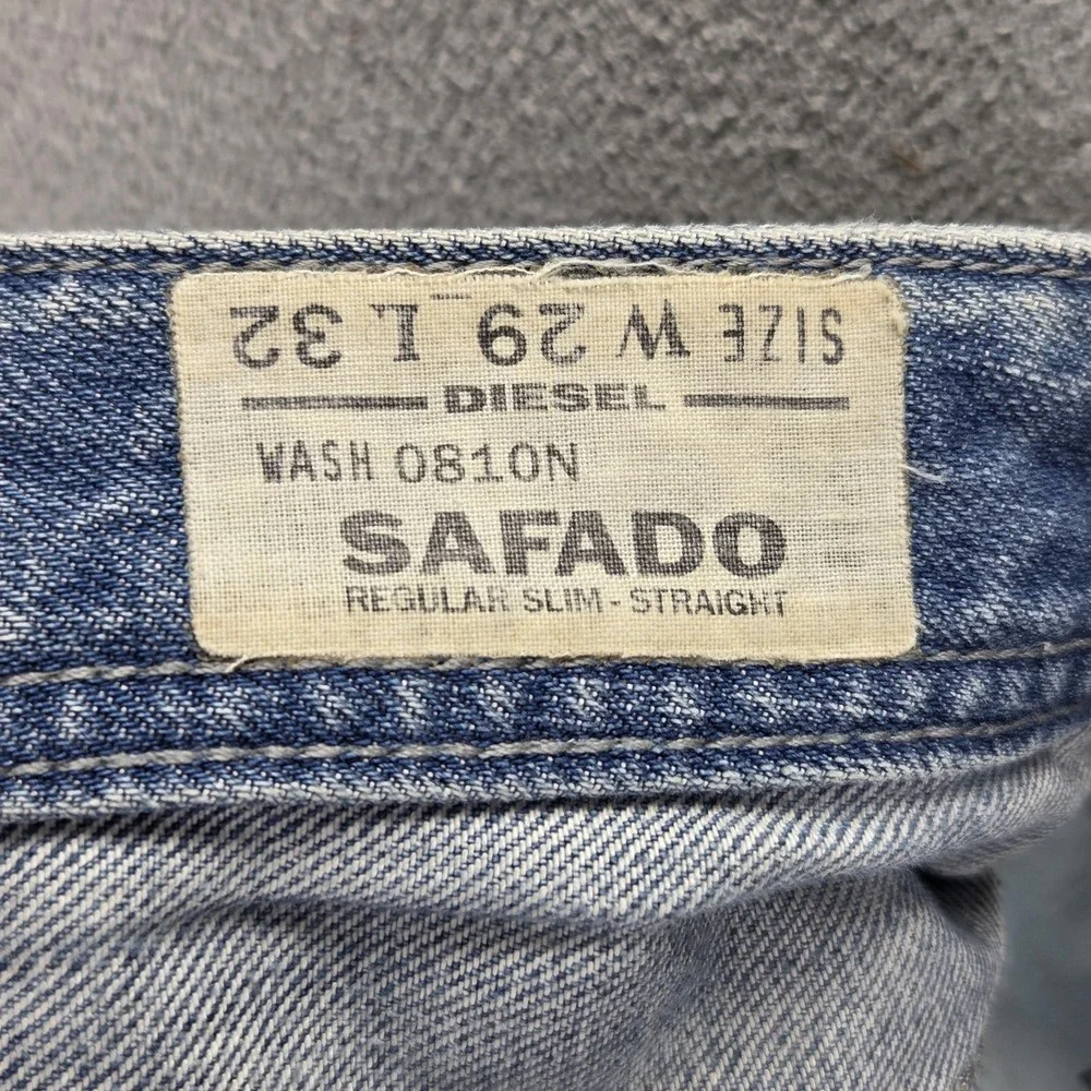 Diesel Jeans Mens 29x32 Blue Safado Regular Slim Straight Altered Hem 0810N